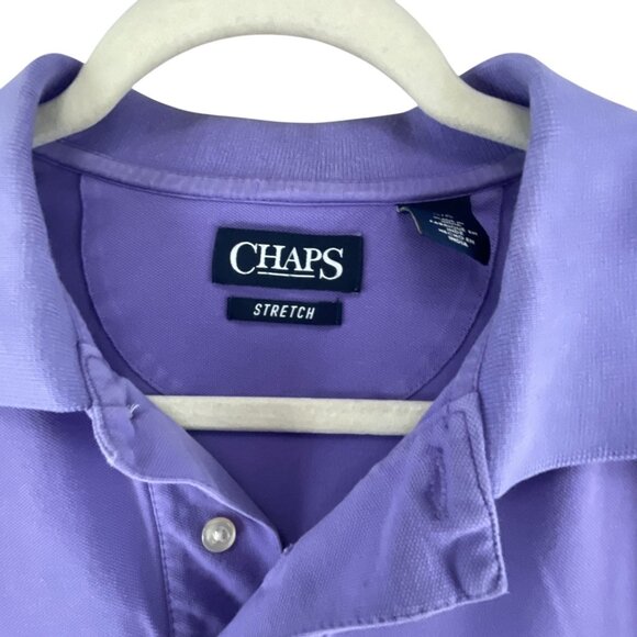 Chaps Mens Short Sleeve Polo Shirt L Purple Stretch Cotton Blend Casual Golf - Picture 3 of 8